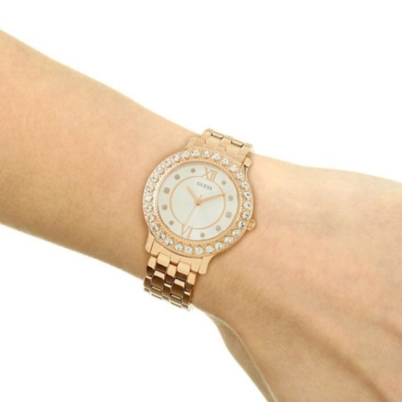 Guess Ladies Watch Gold-tone Crystal Silver Dial Rose - Picture 10 of 10